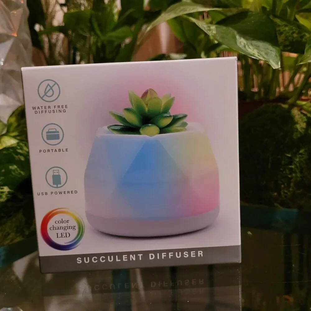 Succulent Color-Changing Night Light Lamp Waterless Essential Oil Diffuser Aroma